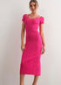 KNIT MAXI DRESS W/LACE DETAIL AND SLIT
